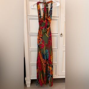 Olivaceous Tropical Floral Midi Dress